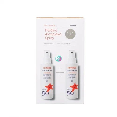 Korres Παιδικό Αντηλιακό Spray Για Πρόσωπο & Σώμα SPF50 2x150ml